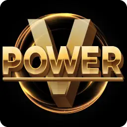 โลโก้ตัวอักษร POWER V สีทอง